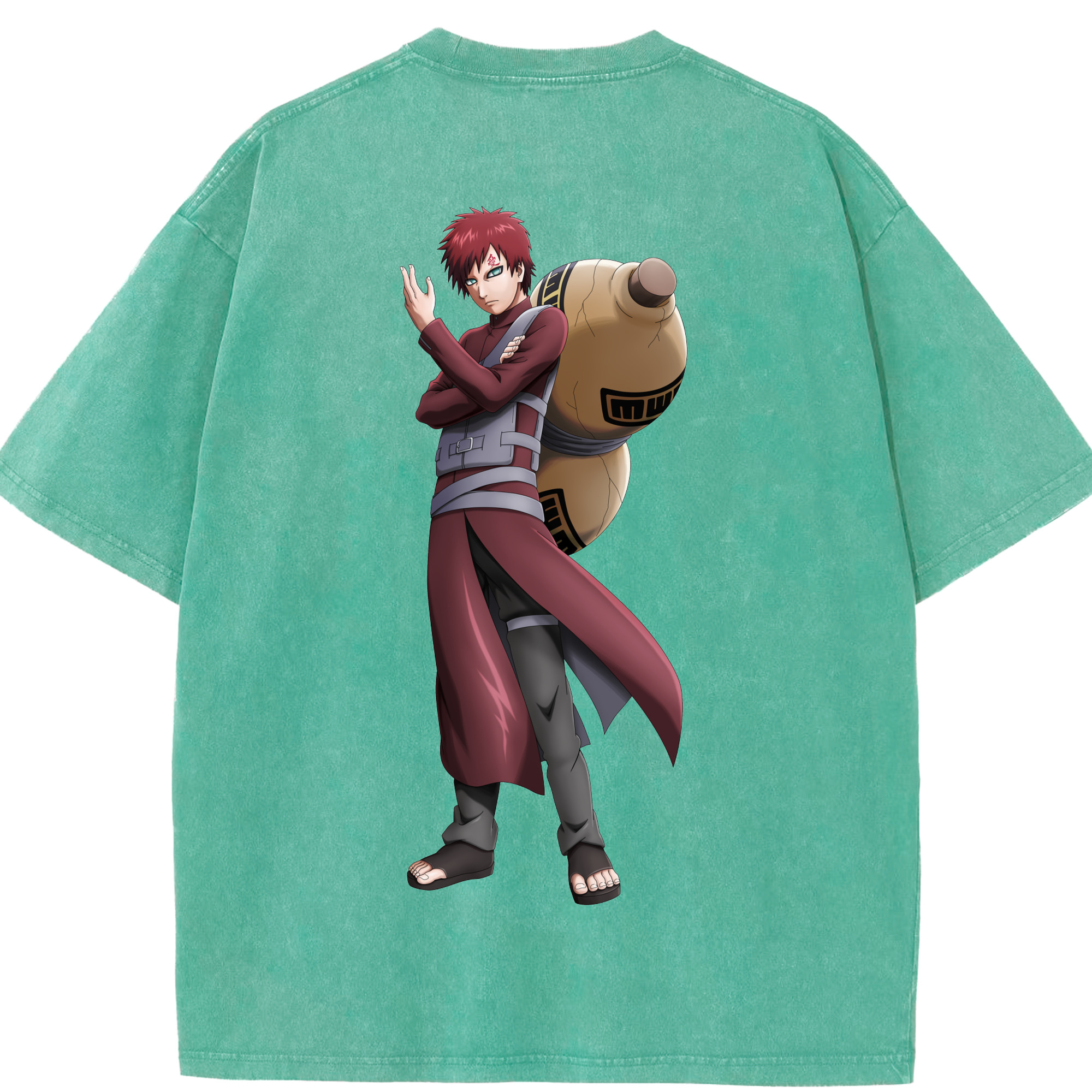 （画像用） NARUTO -ナルト- ガアラ Gaara 綿100% ヴィンテージ風 半袖Tシャツ（背面プリント）